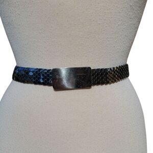 Vintage 1950s-60s Schaeffer Silver Elastic Fish Scale Belt Silver Tag Sz 6M